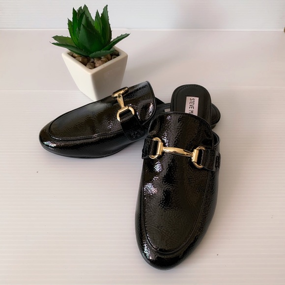 Steve Madden Shoes - Steve Madden Macrae Patent Leather Black Mules